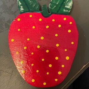 Red Strawberry wooden magnet about 5in tall